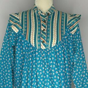Vintage 60s Cloud Mates Nightgown S Blue Floral